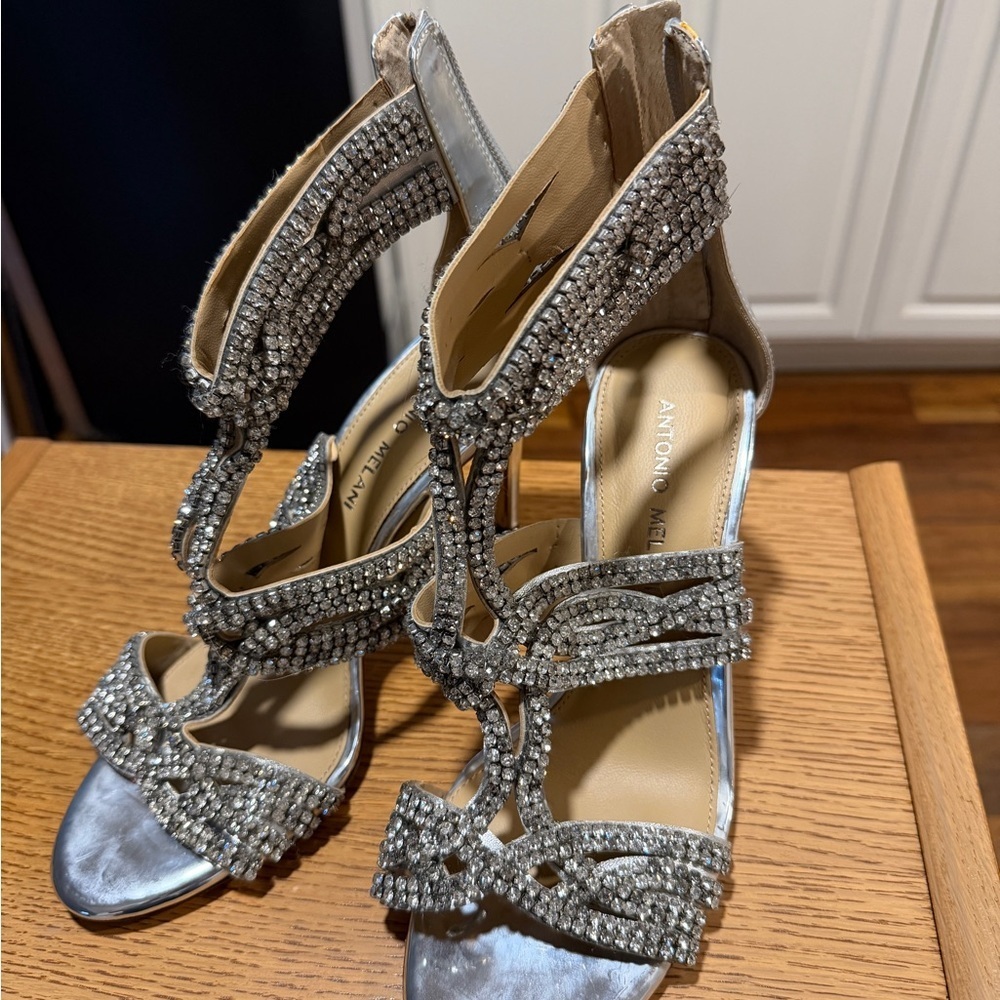 Antonio Melani Silver rhinestone formal Strappy Heels - Picture 5 of 11